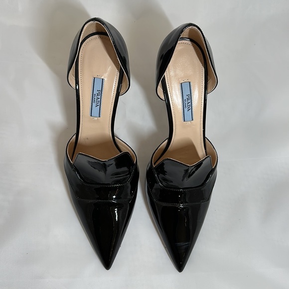Prada Black Patent Leather Point Toe Heel Size 39 - Picture 6 of 8